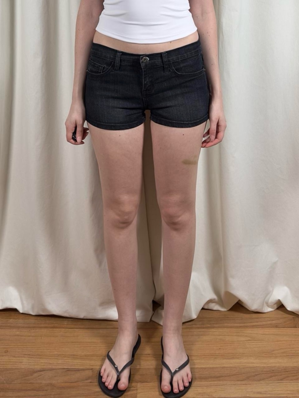 Low Rise Mini Jean Shorts - Picture 2 of 8